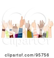 Poster, Art Print Of Group Of Supportive Hands Giving The Thumbs Up