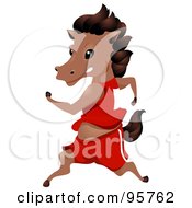 Poster, Art Print Of Healthy Horse In Clothes Jogging Upright