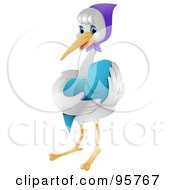 Royalty Free RF Clipart Illustration Of A Nurturing Stork Cradling A Baby Boy