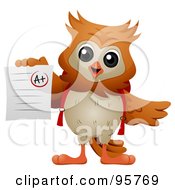 Poster, Art Print Of Wise Owl Holding Up An A Graded Paper