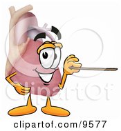 Clipart Picture Of A Heart Organ Mascot Cartoon Character Holding A Pointer Stick