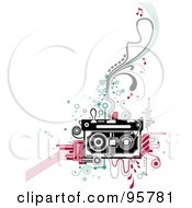 Royalty Free RF Clipart Illustration Of A Retro Cassette Tape On Abstract Designs by BNP Design Studio