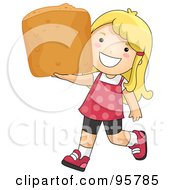 Poster, Art Print Of Cute Little Girl Carrying A Large Chicken Nugget
