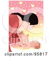 Royalty Free RF Clipart Illustration Of A Loving Mom And Baby 1 by mayawizard101