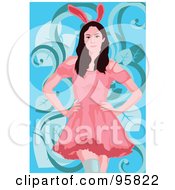 Royalty Free RF Clipart Illustration Of A Woman Wearing Bunny Ears