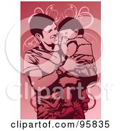 Royalty Free RF Clipart Illustration Of A Dad Holding Child 1