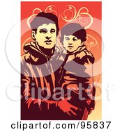 Royalty Free RF Clipart Illustration Of A Dad Holding Child 4