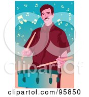 Royalty Free RF Clipart Illustration Of A Male Drummer 2