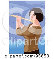 Royalty Free RF Clipart Illustration Of A Professional Female Flute Player 1