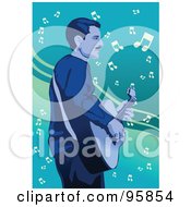 Royalty Free RF Clipart Illustration Of A Guitarist Guy 2 by mayawizard101