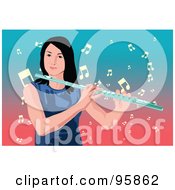 Royalty Free RF Clipart Illustration Of A Professional Female Flute Player 2