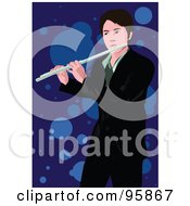 Royalty Free RF Clipart Illustration Of A Professional Male Flute Player 1