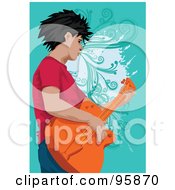Royalty Free RF Clipart Illustration Of A Guitarist Guy 8 by mayawizard101