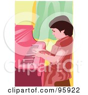 Royalty Free RF Clipart Illustration Of A Little Girl Pianist