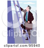 Poster, Art Print Of Corporate Business Man Climbing A City Ladder