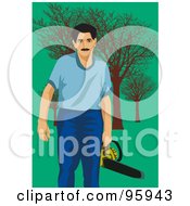 Poster, Art Print Of Tree Trimmer With A Saw