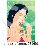 Royalty Free RF Clipart Illustration Of A Woman Eating Ice Cream 2