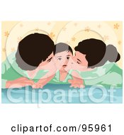 Poster, Art Print Of Smiling Baby Being Kissed By Mom And Dad