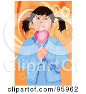 Royalty Free RF Clipart Illustration Of A Girl Eating A Loli Pop 1