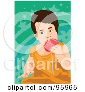 Poster, Art Print Of Little Boy Enjoying A Loli Pop