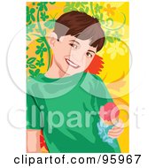 Poster, Art Print Of Little Boy Enjoying An Ice Cream Cone - 2