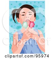 Royalty Free RF Clipart Illustration Of A Girl Eating A Loli Pop 3