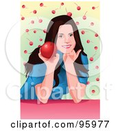 Royalty Free RF Clipart Illustration Of A Woman Holding A Giant Cherry