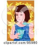 Royalty Free RF Clipart Illustration Of A Girl Eating