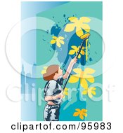Royalty Free RF Clipart Illustration Of A Mural Painter 3