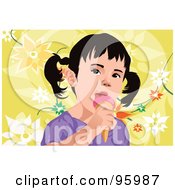 Royalty Free RF Clipart Illustration Of A Little Girl Enjoying An Ice Cream Cone 2 by mayawizard101