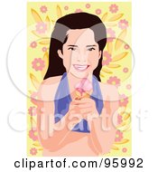 Royalty Free RF Clipart Illustration Of A Little Girl Enjoying An Ice Cream Cone 5
