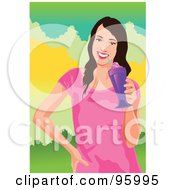 Royalty Free RF Clipart Illustration Of A Woman Drinking A Milkshake