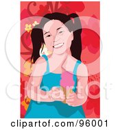 Royalty Free RF Clipart Illustration Of A Little Girl Enjoying An Ice Cream Cone 4