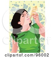 Royalty Free RF Clipart Illustration Of A Woman Enjoying An Ice Cream Cone 3 by mayawizard101