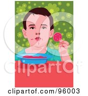 Royalty Free RF Clipart Illustration Of A Sloppy Boy Eating