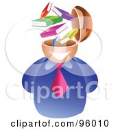Royalty Free RF Clipart Illustration Of A Businessman With A Book Brain by Prawny