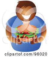 Royalty Free RF Clipart Illustration Of A Faceless Man Holding A Double Burger