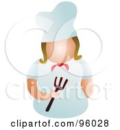 Royalty Free RF Clipart Illustration Of A Faceless Female Chef Holding A Fork by Prawny