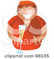 Royalty Free RF Clipart Illustration Of A Red Man Holding A Glass Of Champagne Bubbly