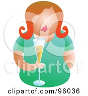 Royalty Free RF Clipart Illustration Of A Red Haired Woman Holding A Glass Of Champagne Bubbly by Prawny