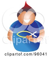 Royalty Free RF Clipart Illustration Of A Faceless Christian Man Holding A Jesus Fish by Prawny