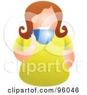 Royalty Free RF Clipart Illustration Of A Faceless Caucasian Woman Sipping From A Coffee Cup