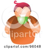 Royalty Free RF Clipart Illustration Of A Faceless Caucasian Man Sipping From A Coffee Cup
