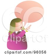 Poster, Art Print Of Confused Woman Pointing Under A Text Balloon