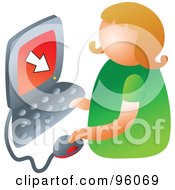 Royalty Free RF Clipart Illustration Of A Faceless Strawberry Blond Girl Using A Computer