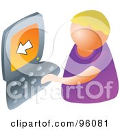 Royalty Free RF Clipart Illustration Of A Faceless Blond Boy Using A Computer