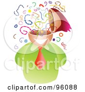 Poster, Art Print Of Businessman With A Confused Confetti Brain