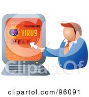 Poster, Art Print Of Businessman Looking For Help To Remove A Computer Virus