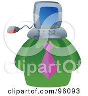 Royalty Free RF Clipart Illustration Of A Businessman With A Computer Face
