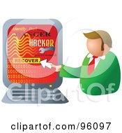 Poster, Art Print Of Businessman Recovering His Computer From A Hacker